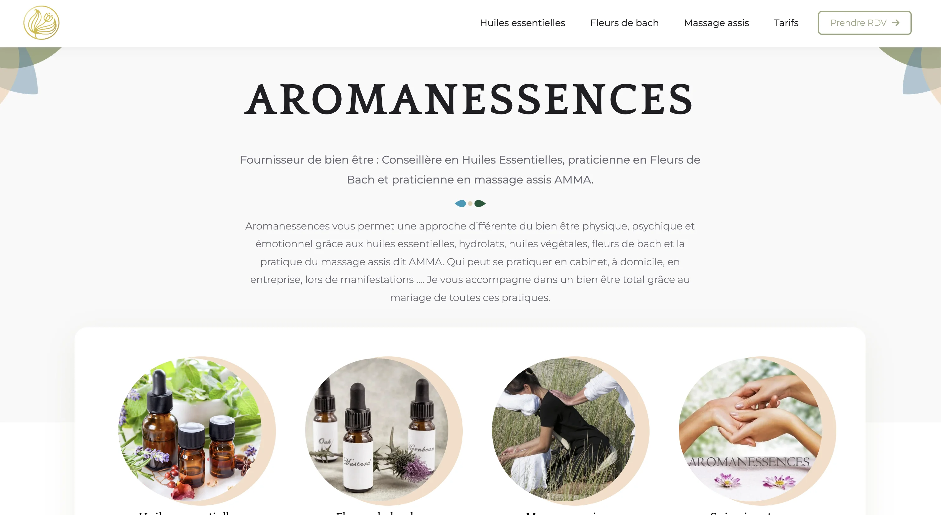 Capture d'écran du site Aromanessences - Aromathérapie