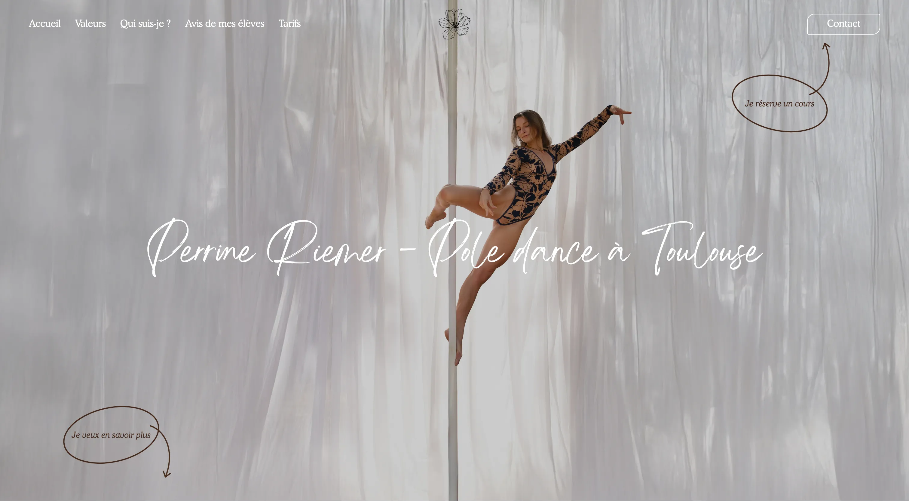 Capture d'écran du site Perrine Riemer - Professeure de pole dance